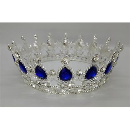 TIAN SWEET Tian Sweet 34011-RB 7 oz Silver Crown with Big Rhinestones - Royal Blue 34011-RB